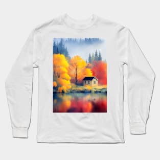 Colorful Autumn Landscape Watercolor 20 Long Sleeve T-Shirt